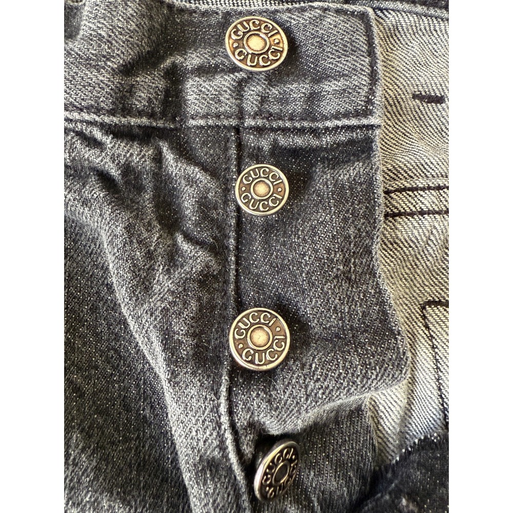 Gucci Uniform Jeans Men Size 48 Black Denim Italy Distressed Straight Leg Casual - Picture 3 of 16